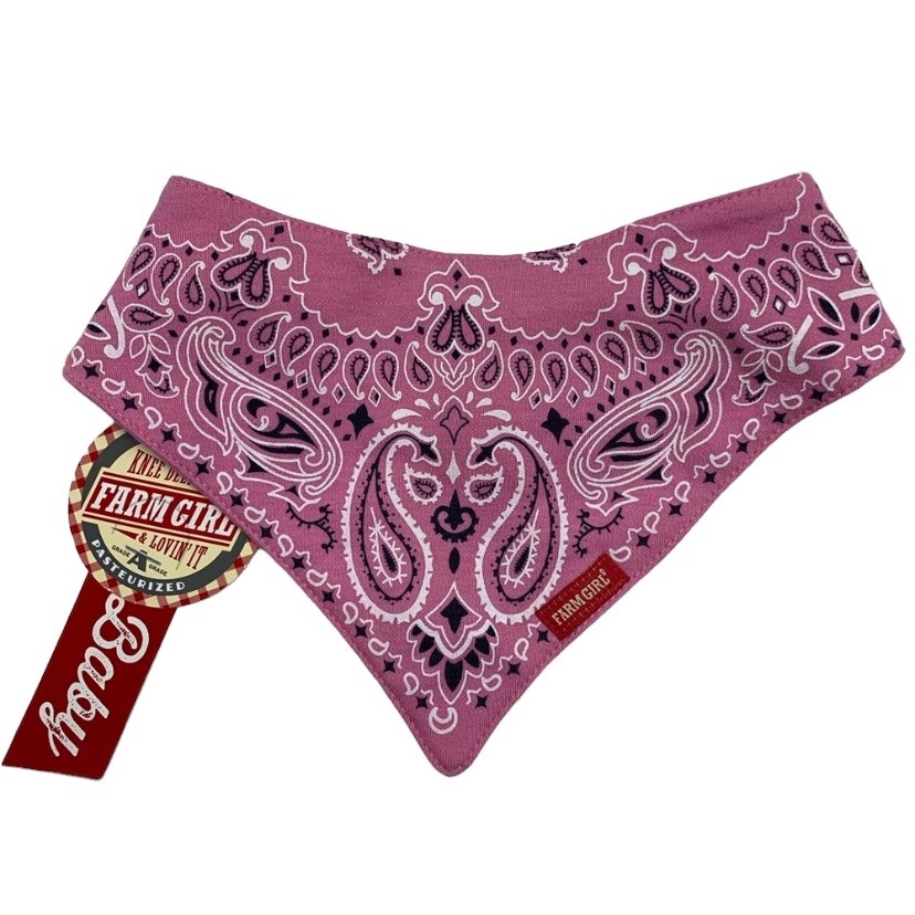 Farm Girl Brand Pink Paisley Bandana Baby Bib Farm Girl Brand Pink Paisley Bandana Baby Bib